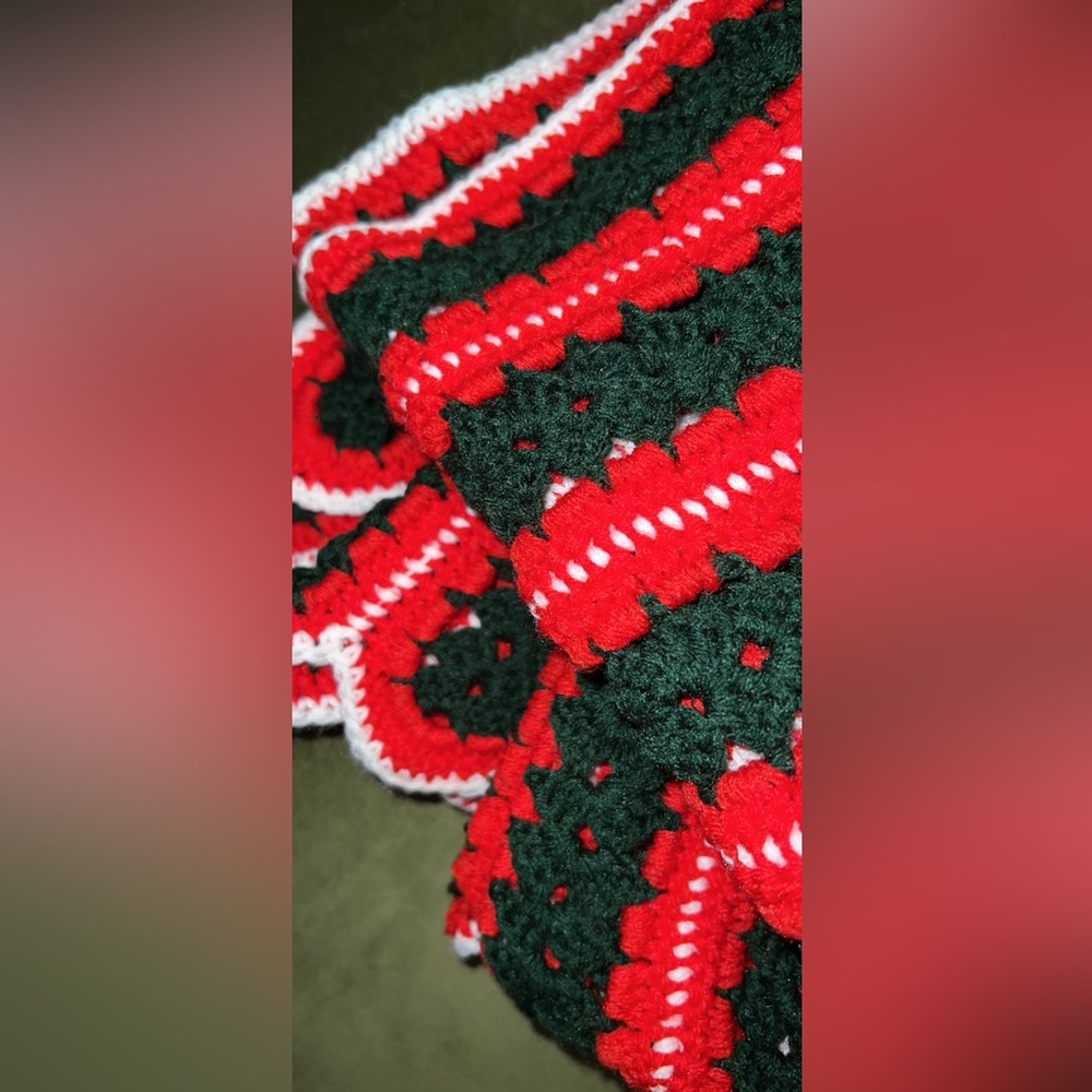 Hand crocheted Christmas throw
